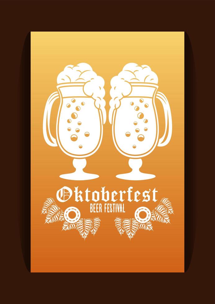 oktoberfest celebration festival poster with beers cups vector