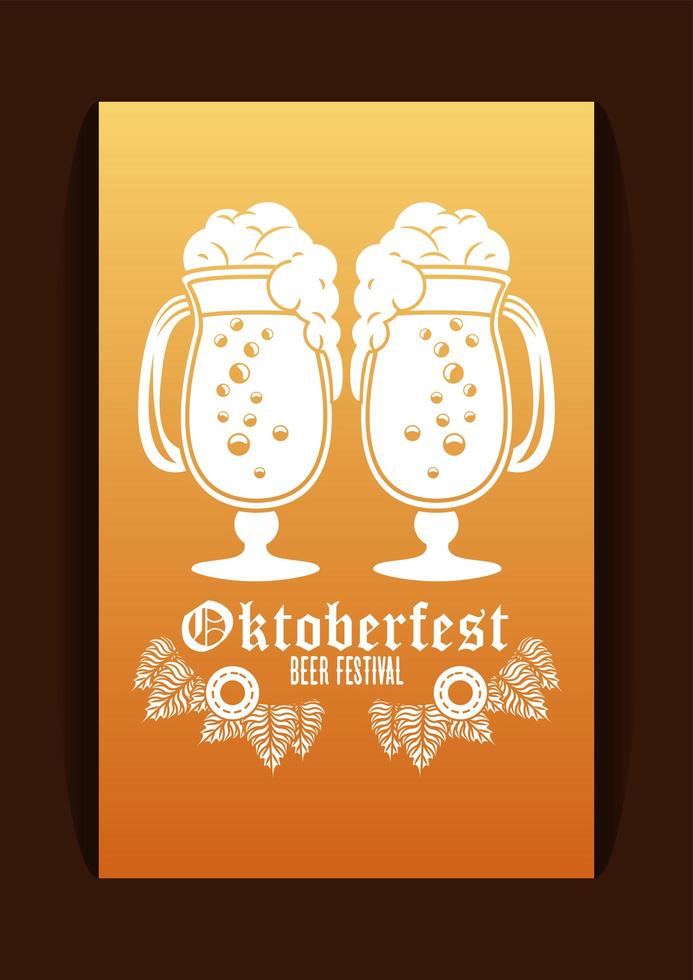 cartel del festival de celebración del oktoberfest con tazas de cerveza vector