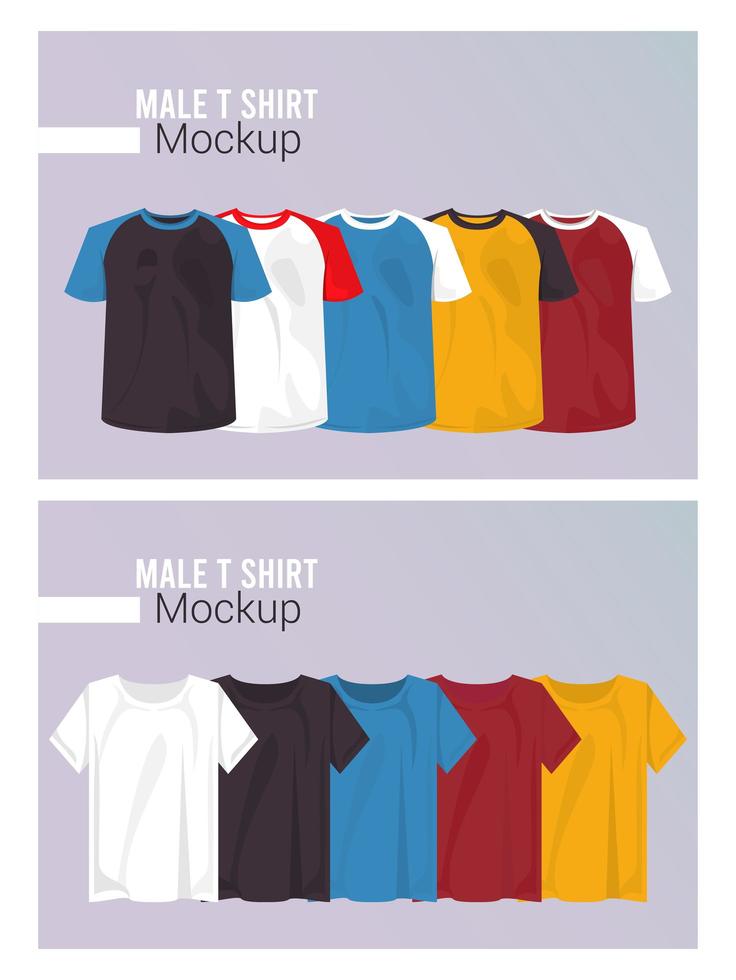 teen mockup shirts set colors vector