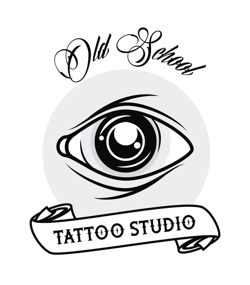 eye human with ribbon tattoo studio graphic vector