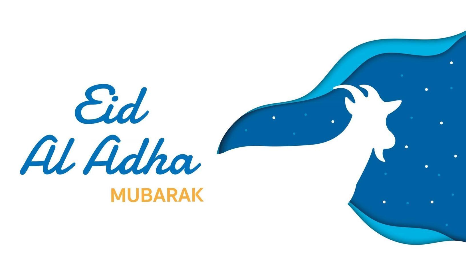 eid al adha con cabra en estilo de corte de papel vector