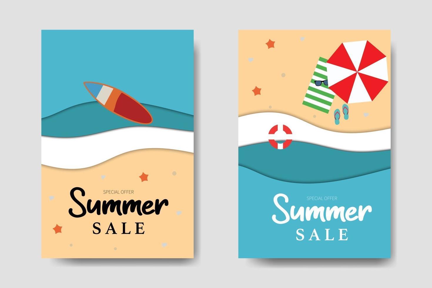 Summer Sale Beach Social Media Template vector
