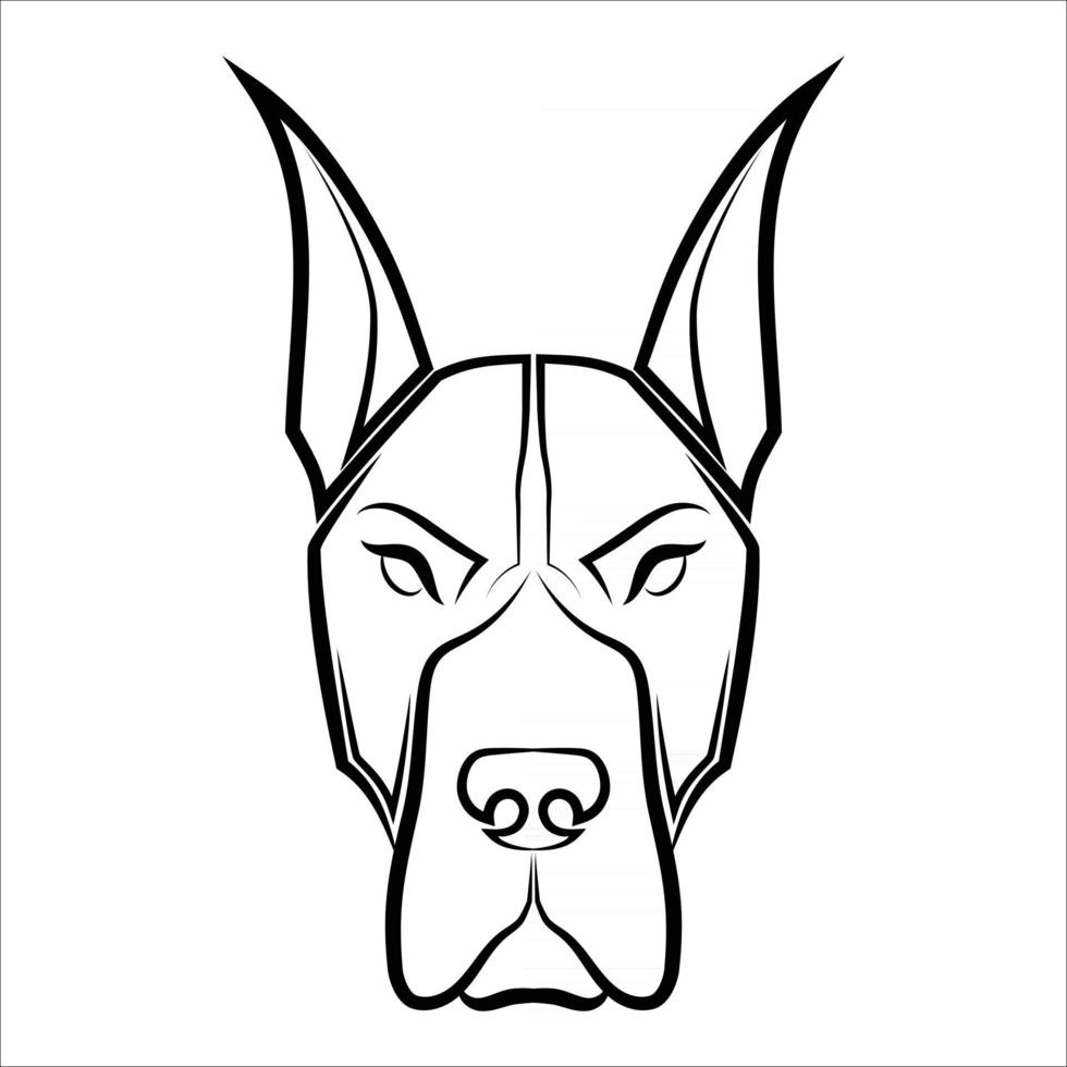 arte de línea en blanco y negro de gran danés cabeza de perro buen uso de símbolo icono de mascota avatar tatuaje diseño de camiseta logo o cualquier diseño vector