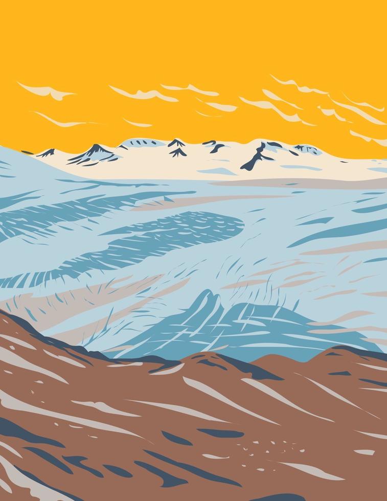 Harding Icefield near Exit Glacier of the Kenai Mountains in Kenai Fjords National Park Located in Kenai Peninsula in Alaska WPA Poster Art vector