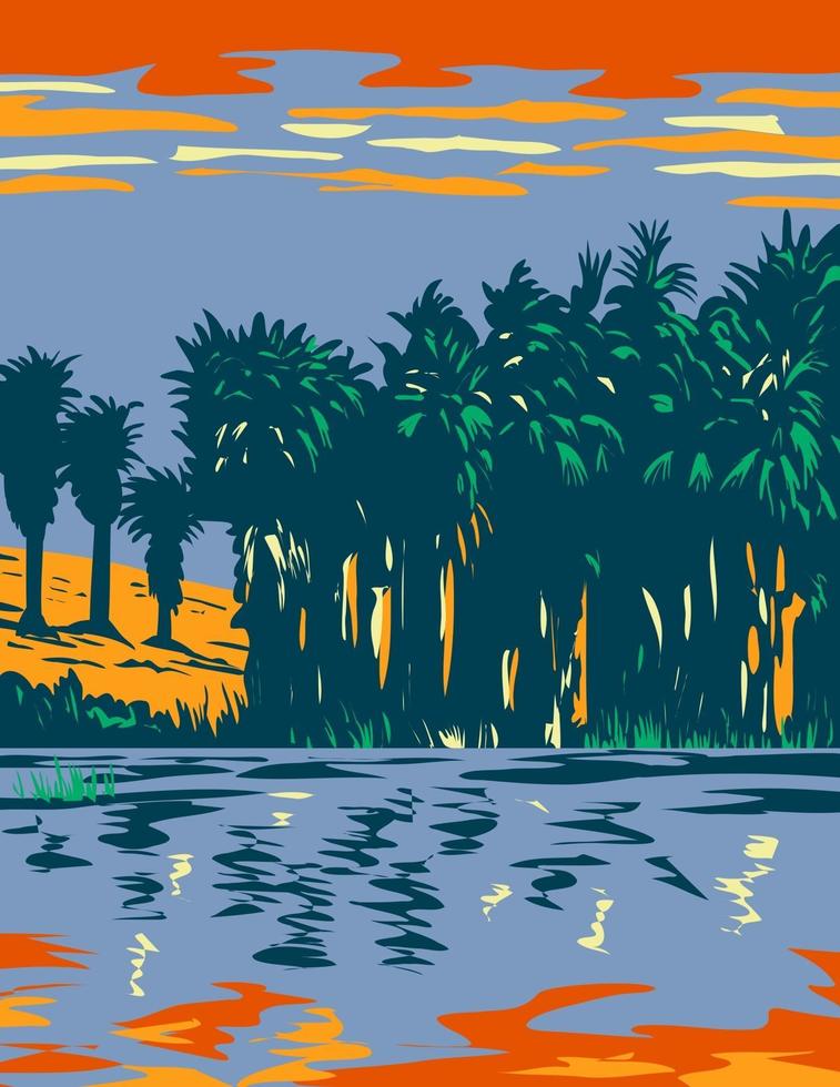 Thousand Palms Oasis Preserve Also Often Referred to as the Coachella Valley Preserve Located in California WPA Poster Art vector