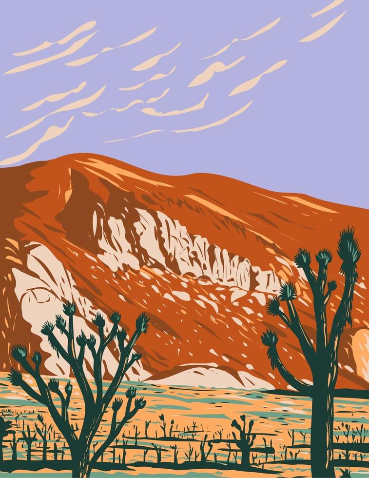 Ryan Mountain in Joshua Tree National Park Located in California United States WPA Poster Art vector
