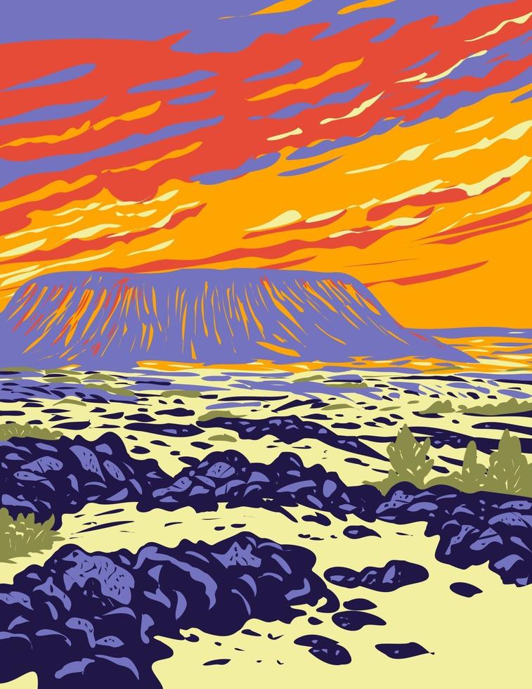 cráter amboy volcán extinto cono de ceniza en el desierto de mojave dentro de los senderos de mojave monumento nacional california wpa poster art vector