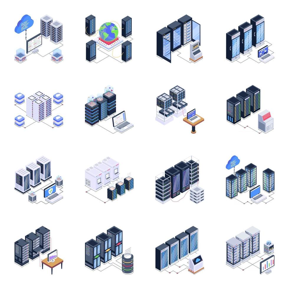 Data Servers in Modern Style vector