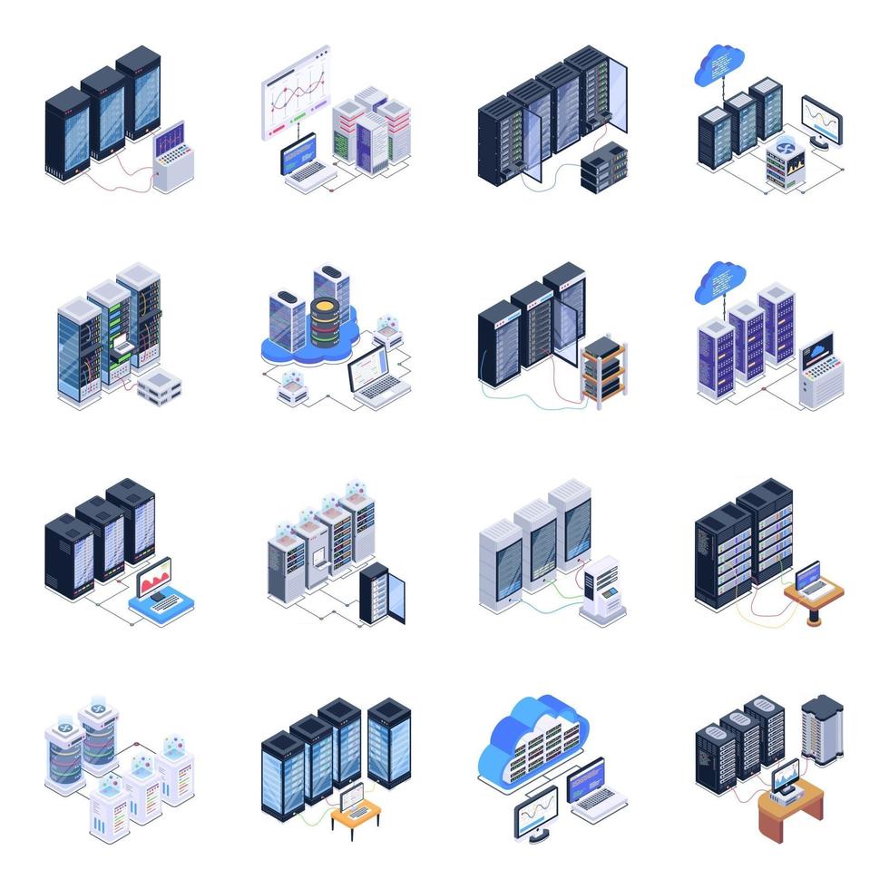 Data Servers in Modern Style vector