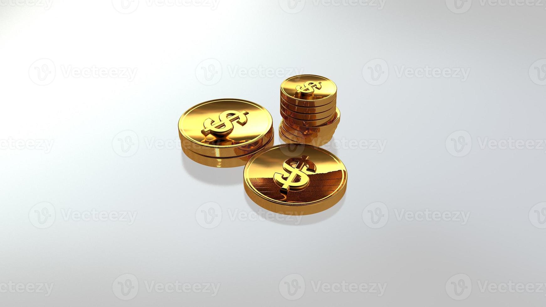 Gold coin with dollar sign on table background, 3d rendering photo