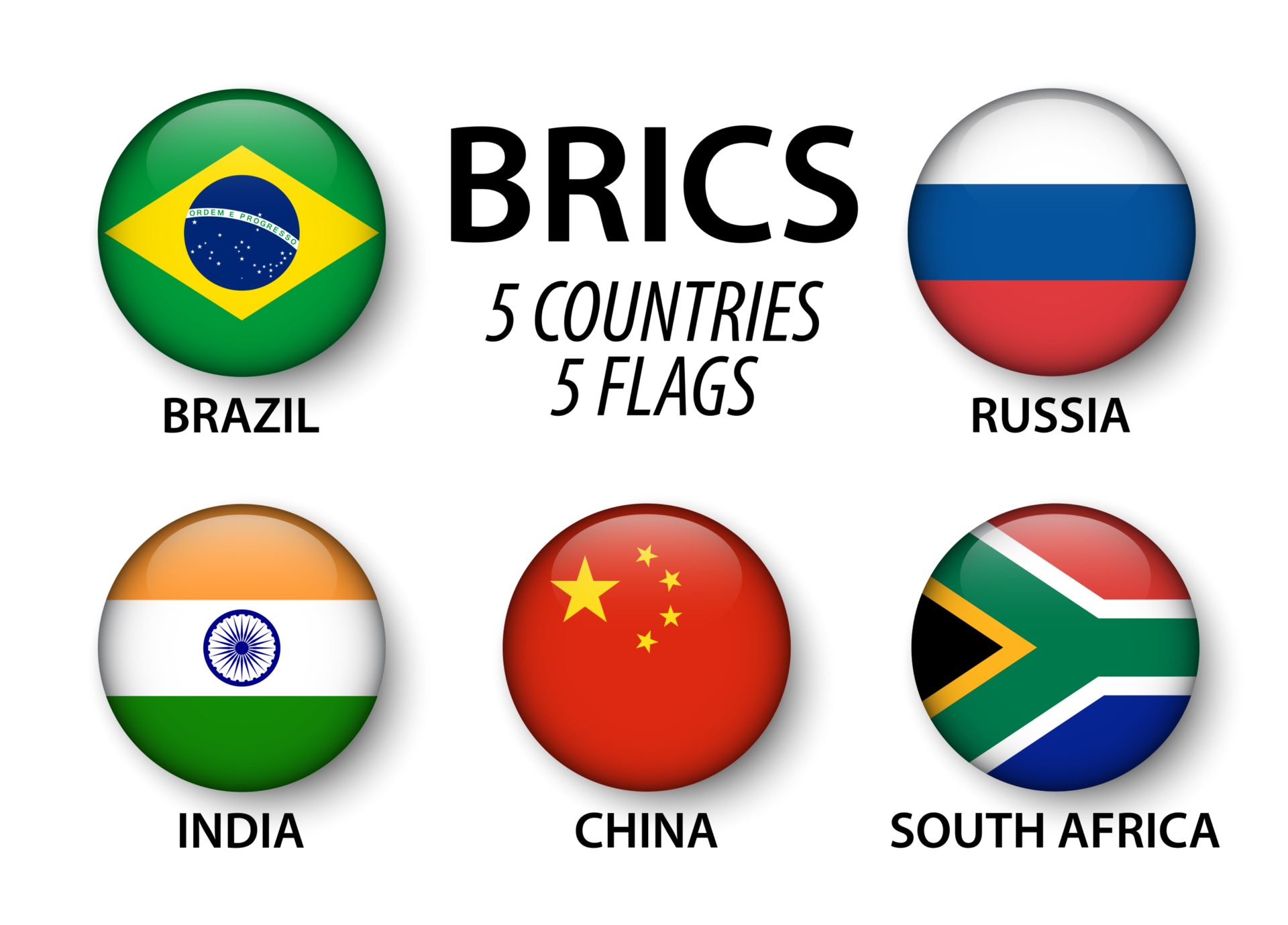 BRICS association of 5 countries brazil russia india china south africa 2461942 Vector Art at
