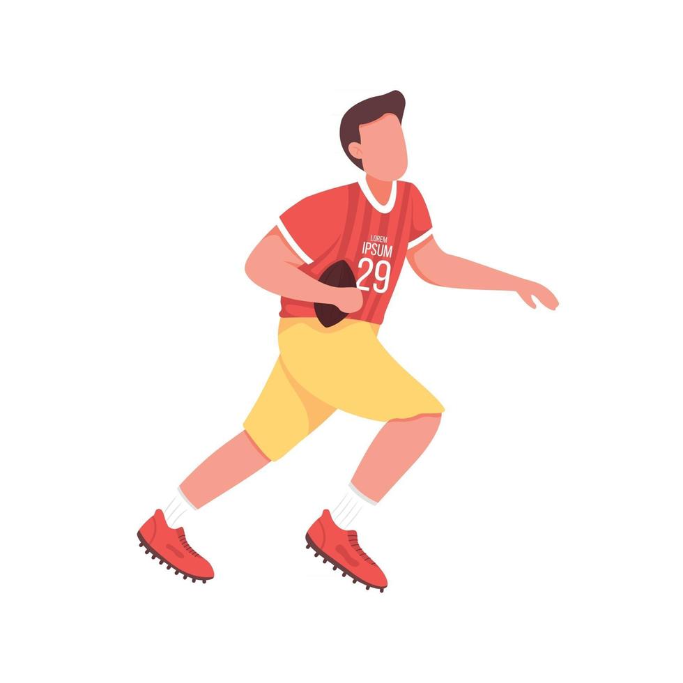 jugador de rugby color plano vector personaje sin rostro