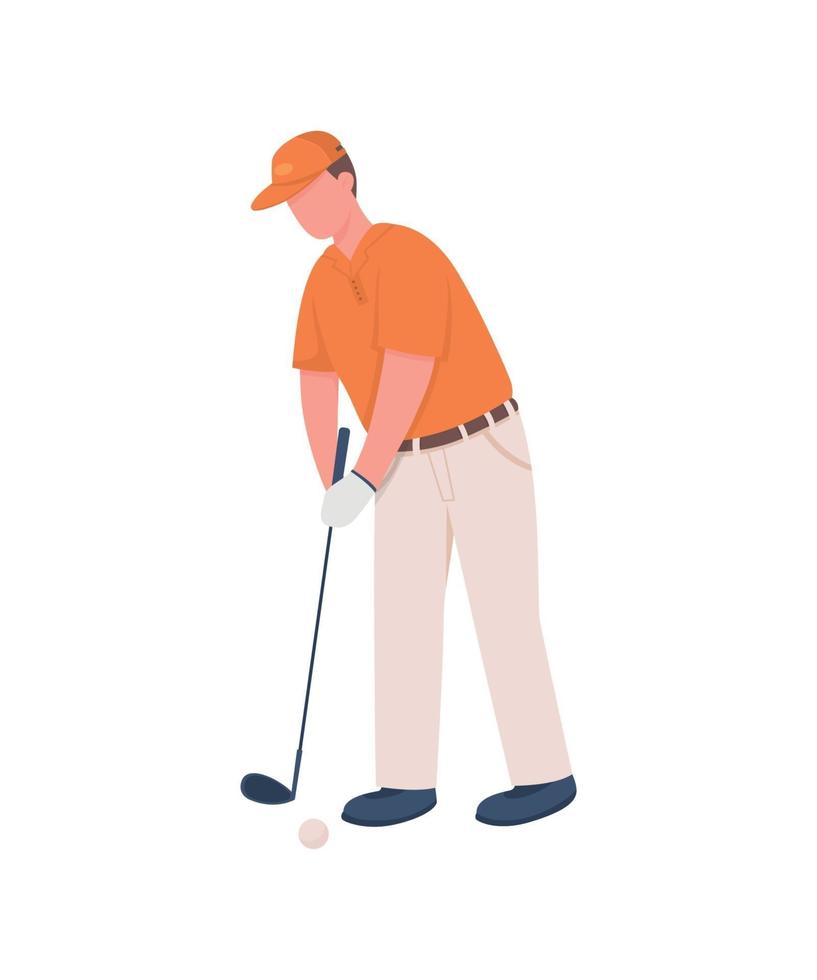 Professional golfer flat color vector faceless character