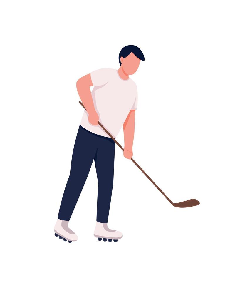 Field hockey player flat color vector faceless character