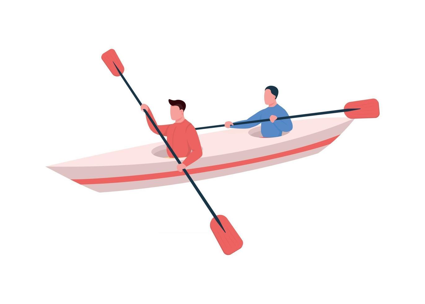 Kayakers flat color vector faceless character