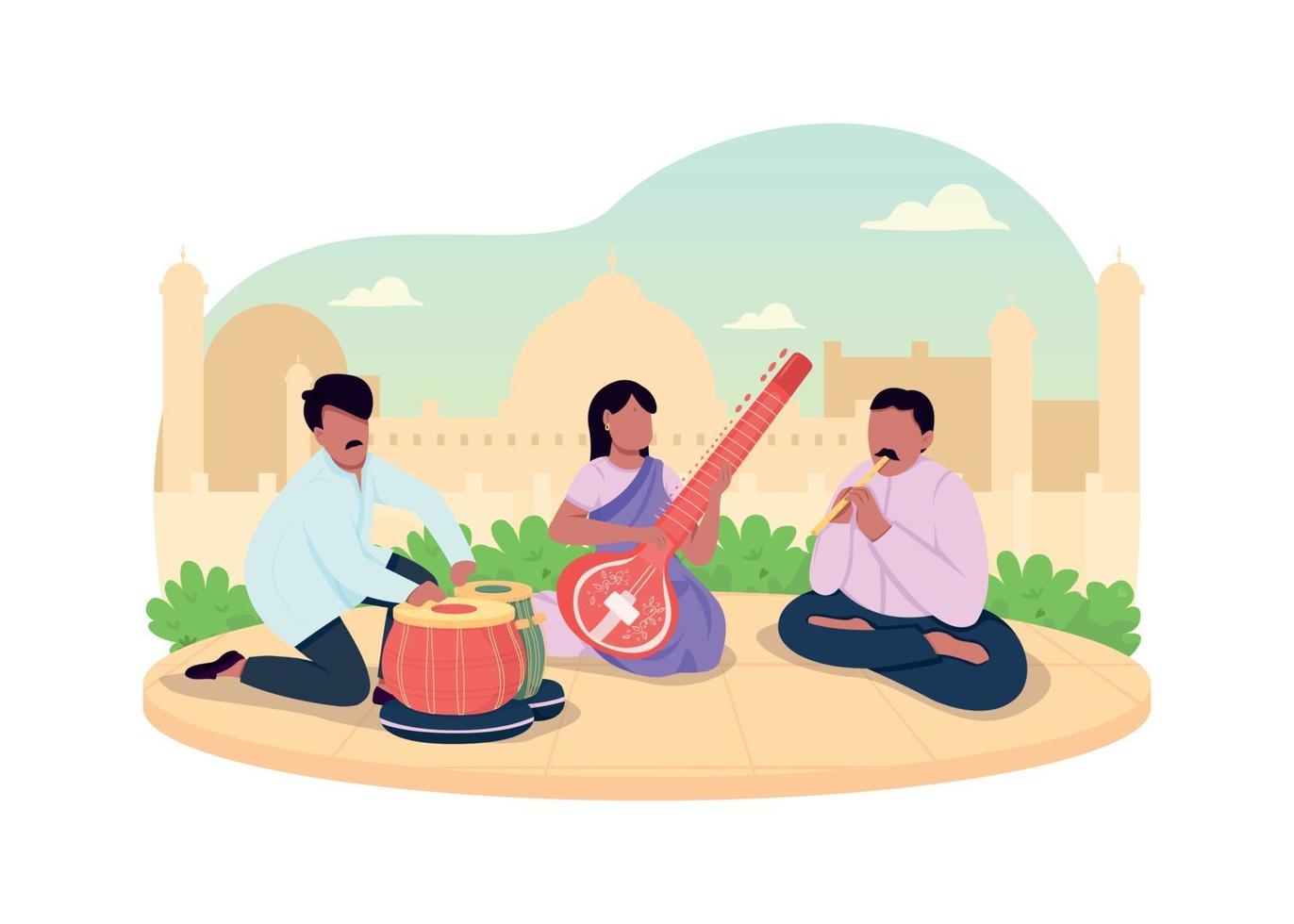 Indian traditional music 2D vector web banner