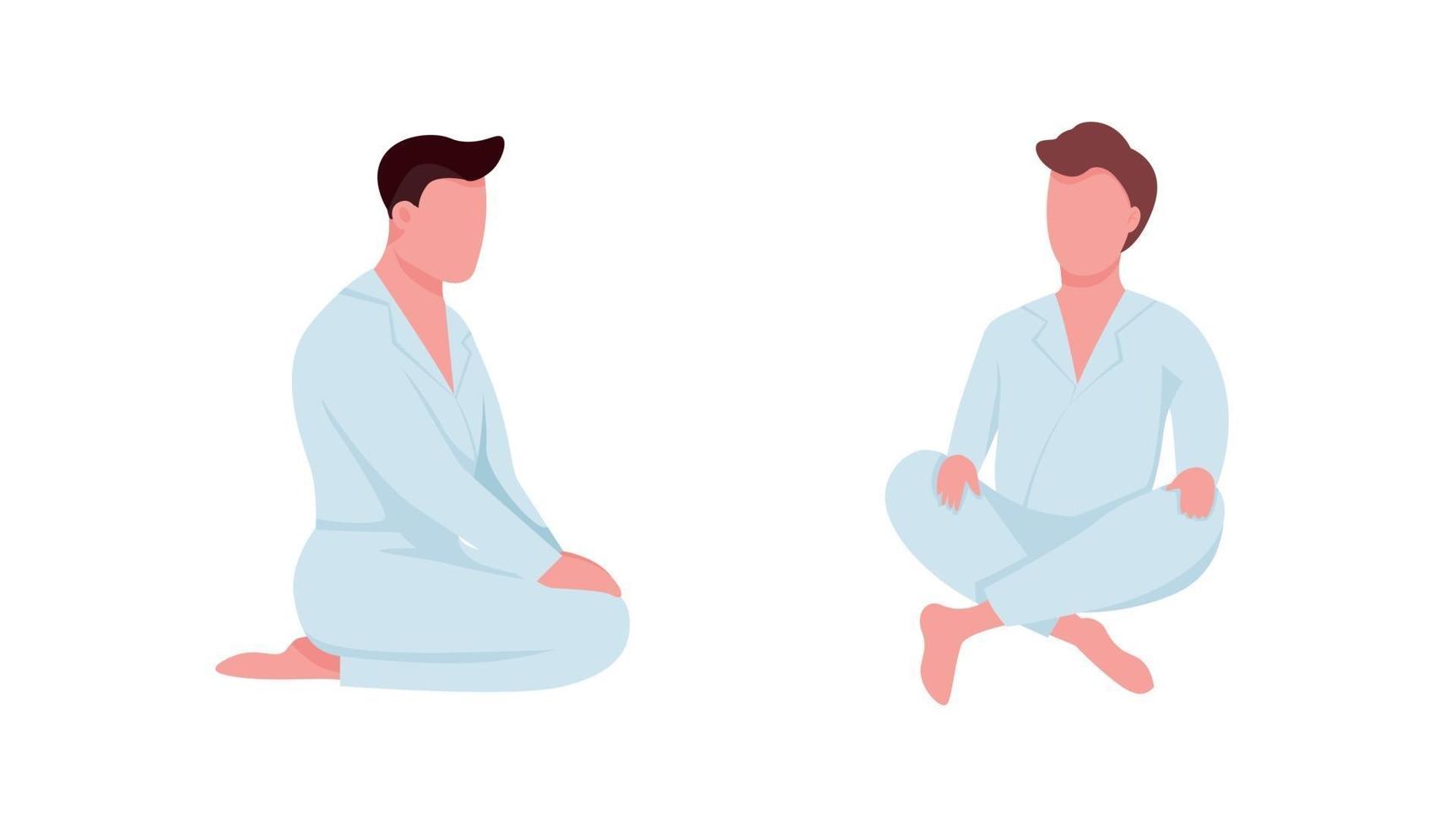 Martial arts students flat color vector faceless character set