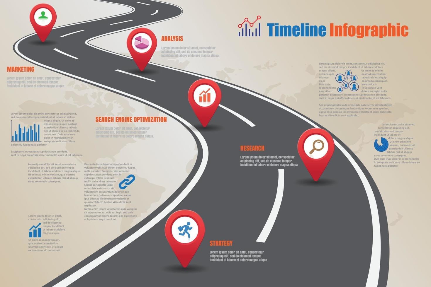 infografía de la línea de tiempo de la hoja de ruta empresarial vector