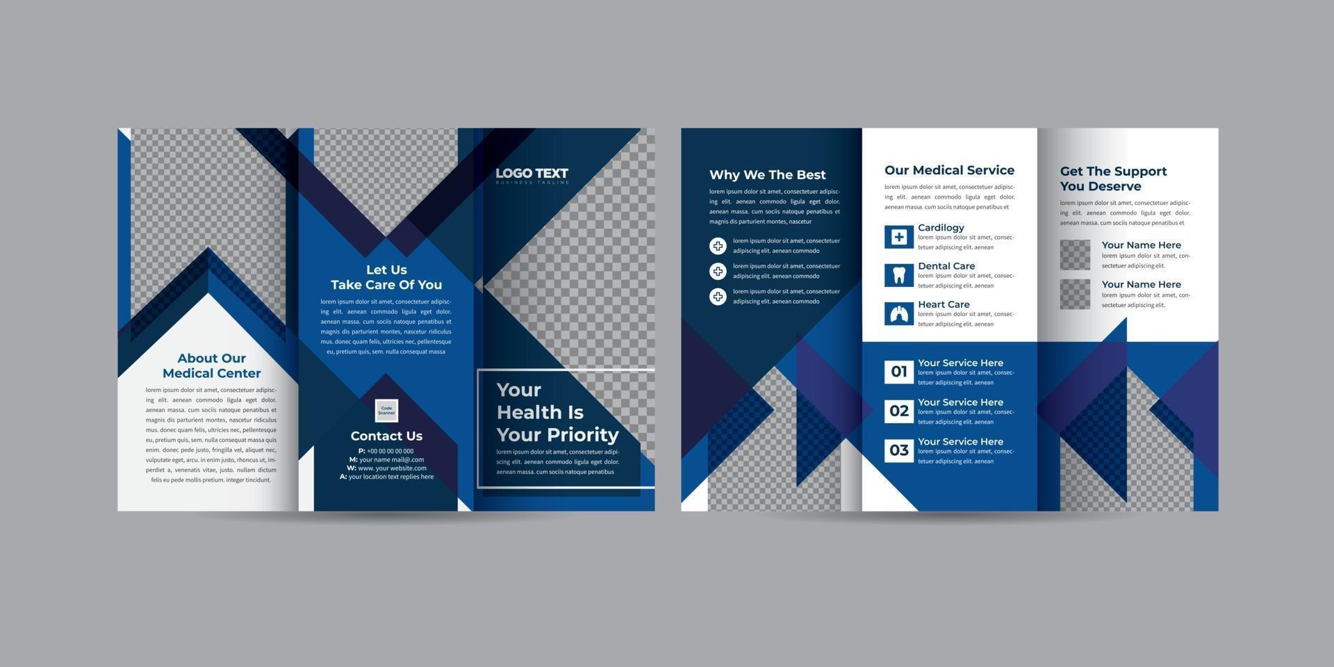 Medical Health Care Tri Fold Brochure Templates vector