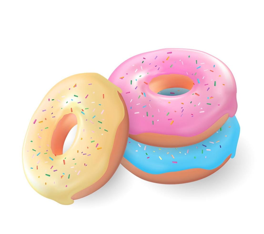 Realistic 3d sweet tasty donut vector