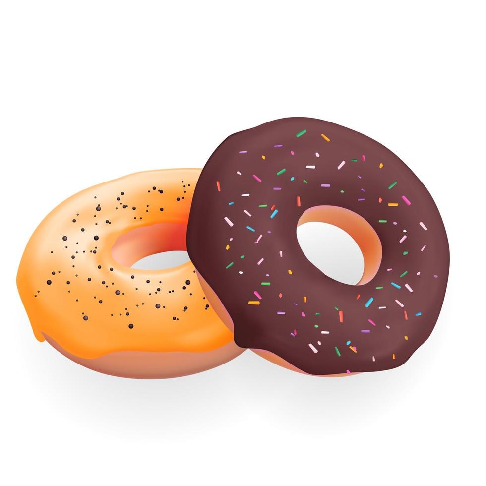 fondo realista 3d dulce sabroso donut vector