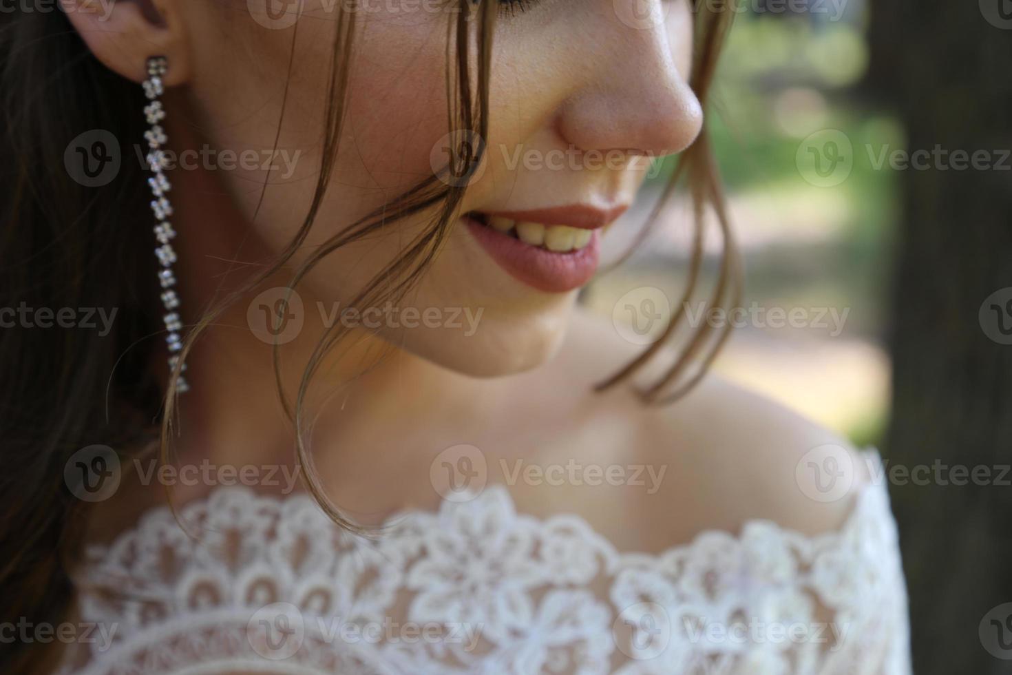 Wedding photography in rustic style emotions of the bride in nature photo