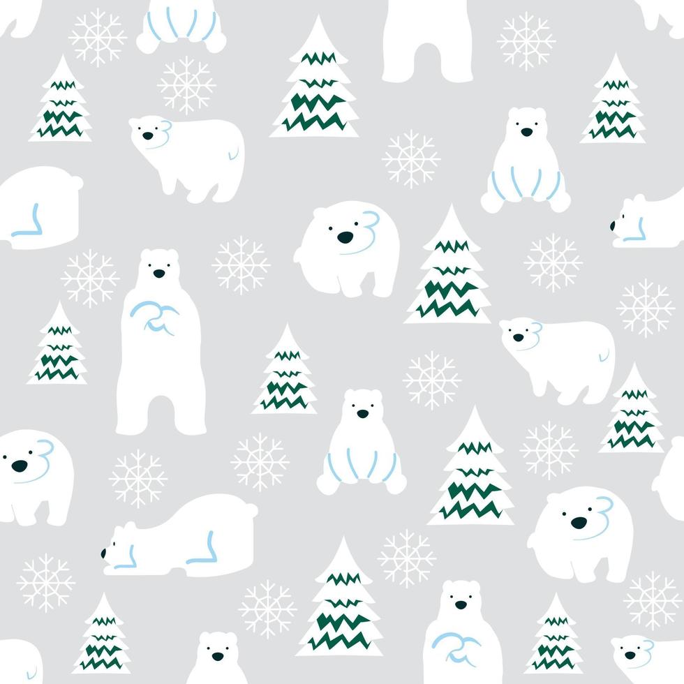 cute polar bears seamless pattern background vector