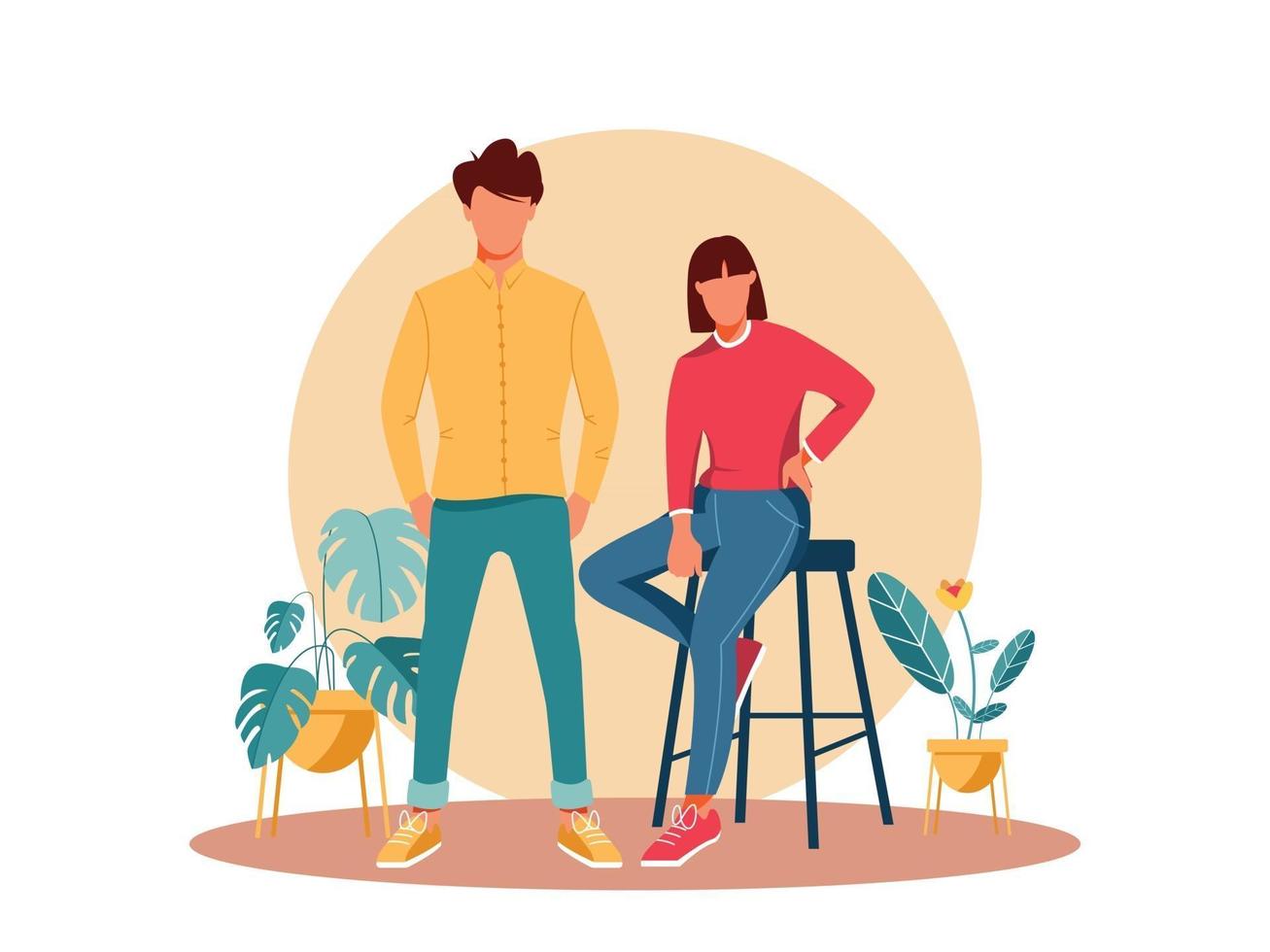 Young Couple Character Illustration vector