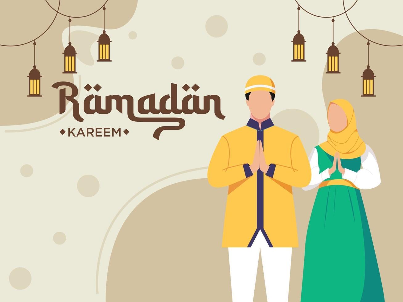 Ramadan Kareem flat illustration character vector