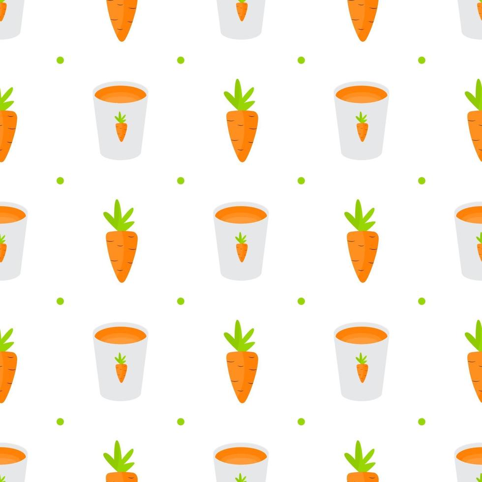 Vaso de jugo de zanahoria con vitamina. fondo simple de patrones sin fisuras vector