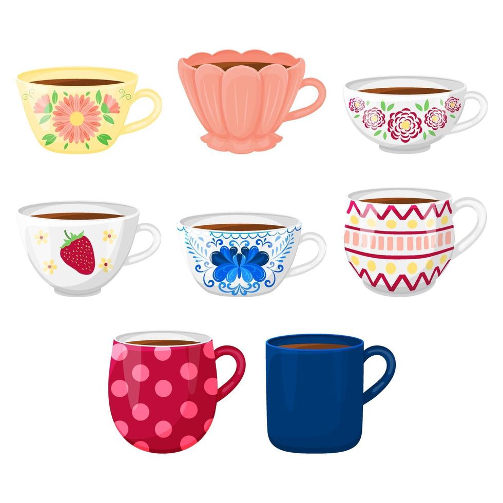 Collection of Teacups vector