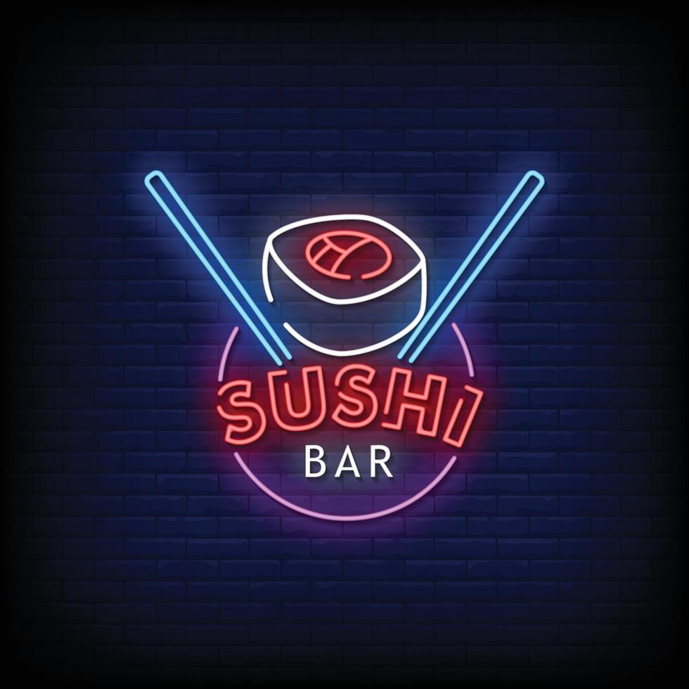 Sushi Bar Neon Signs Style Text Vector