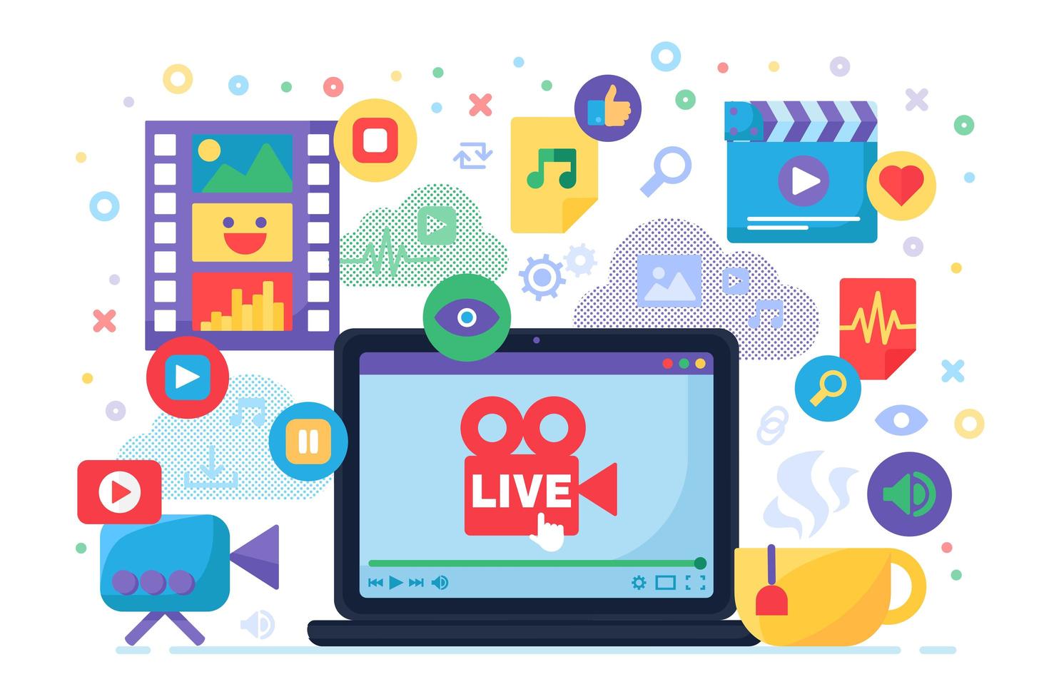 Multimedia live stream production idea concept icon vector