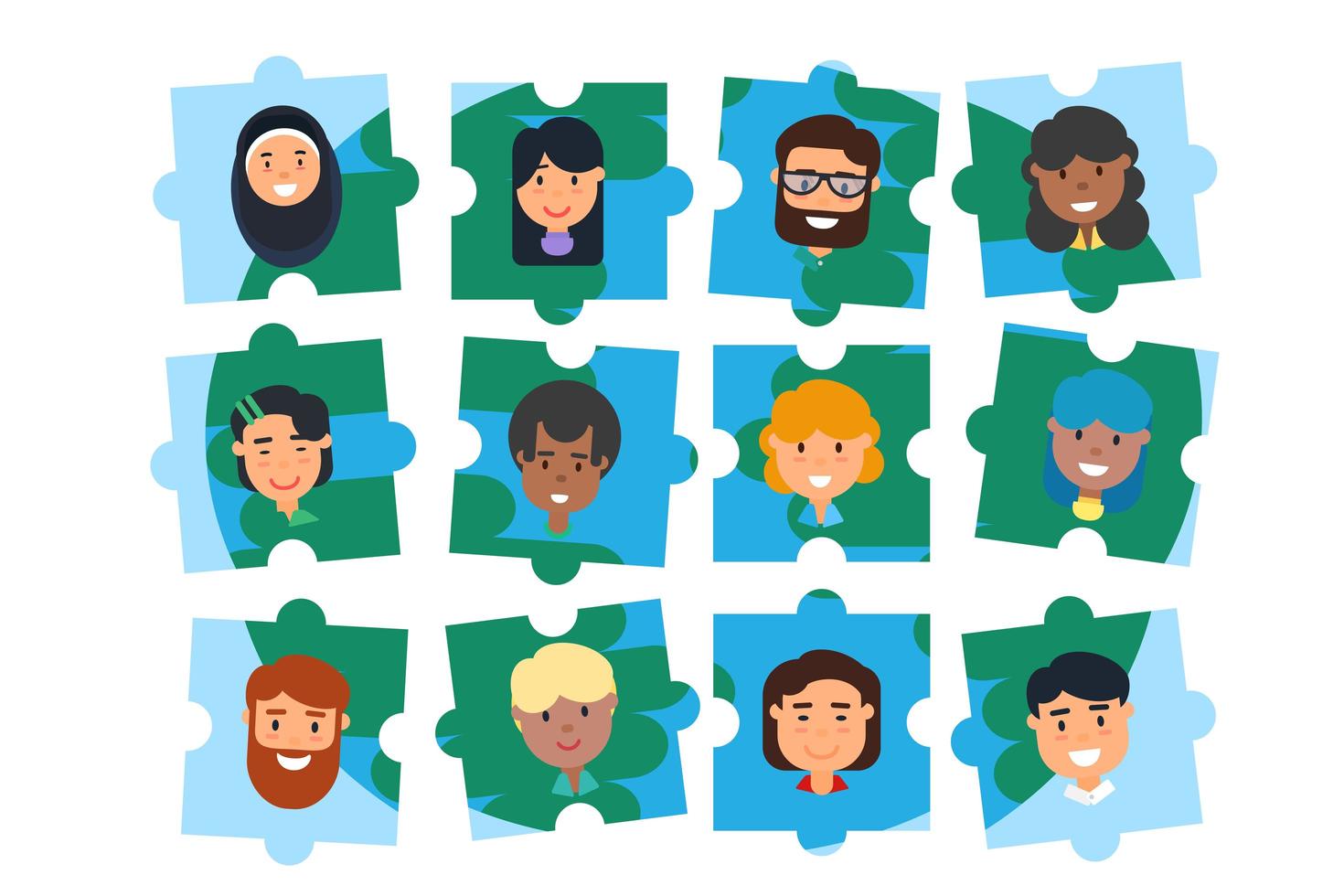 Diverse community team building puzzle concept vector