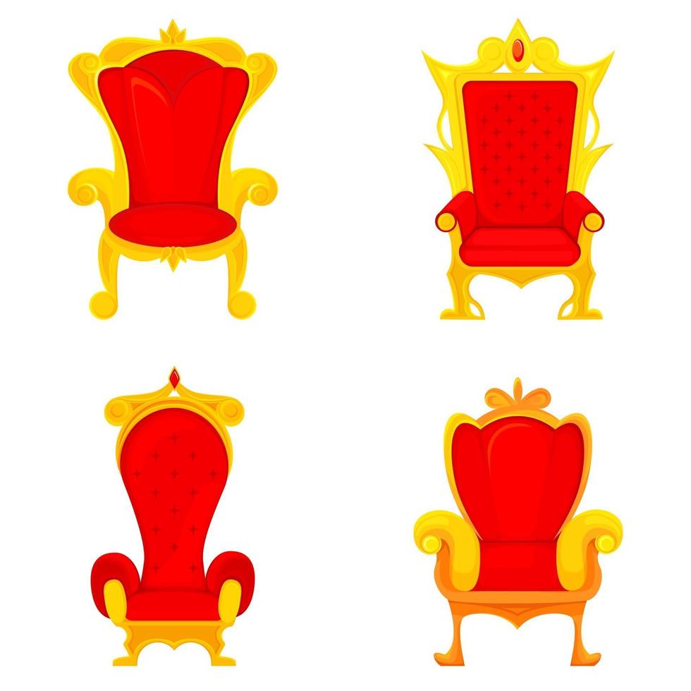 Set of royal thrones in cartoon style vector