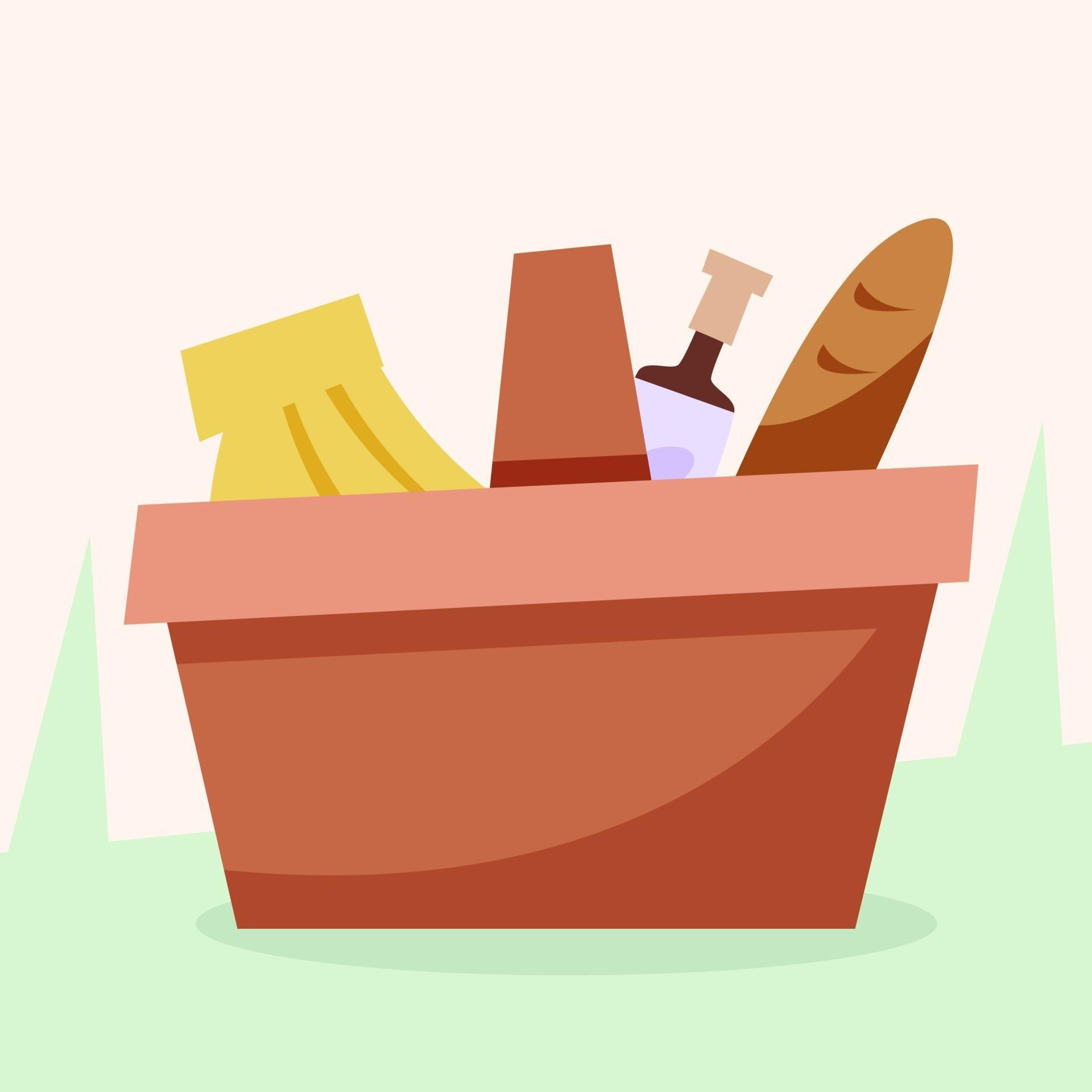 picnic basket Flat cartoon style vector illustration 2462522 Vector Art