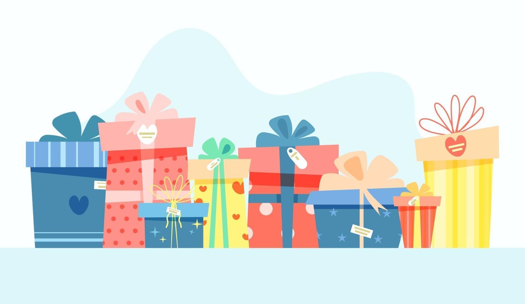 presents set different boxes with ribbons vector