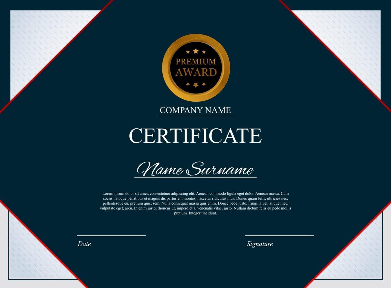 Certificate template Background Award diploma design blank vector