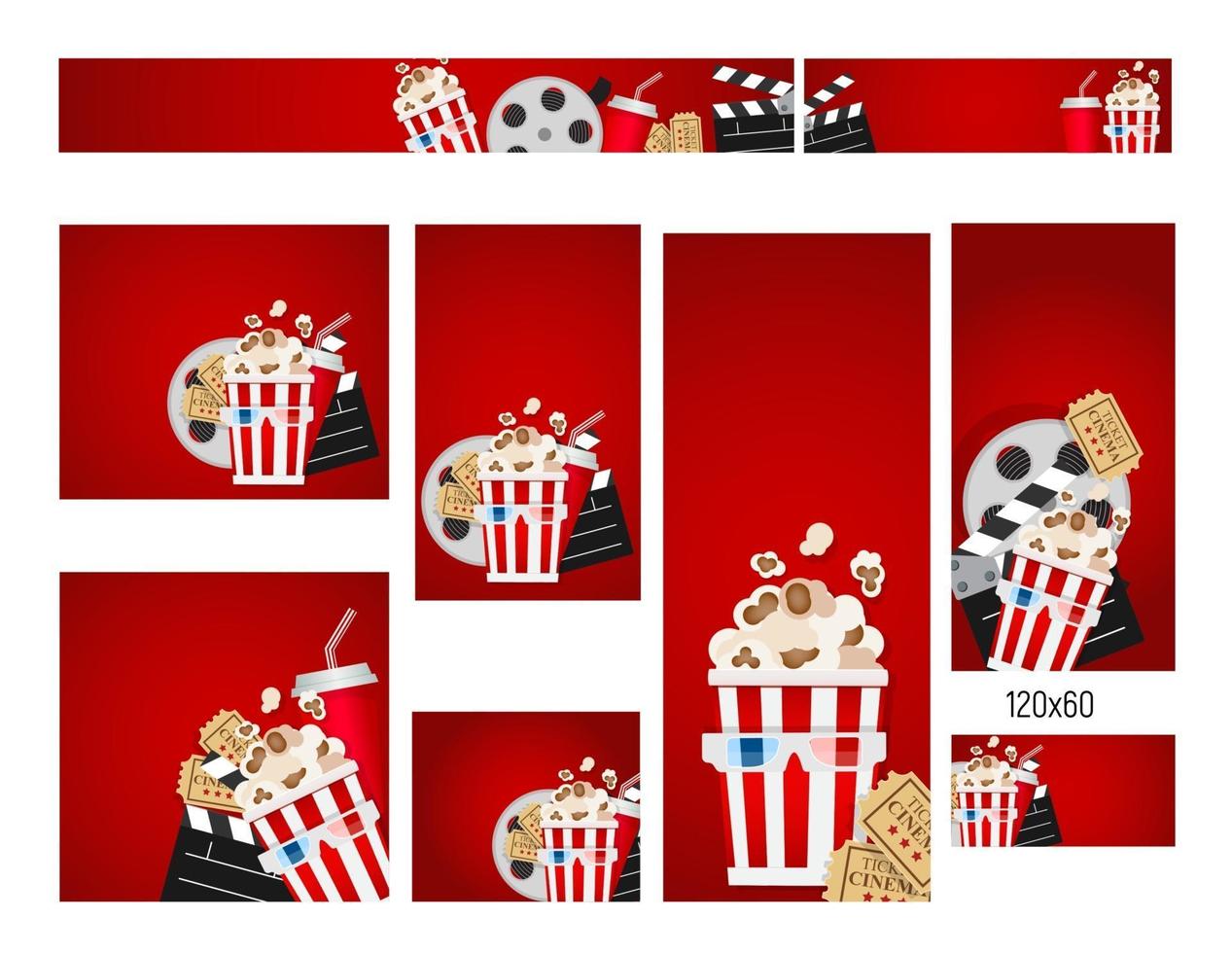 Banners of different sizes with Cinema Collection Set vector
