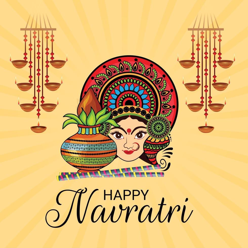 ilustración vectorial de un fondo para la feliz celebración navratri vector