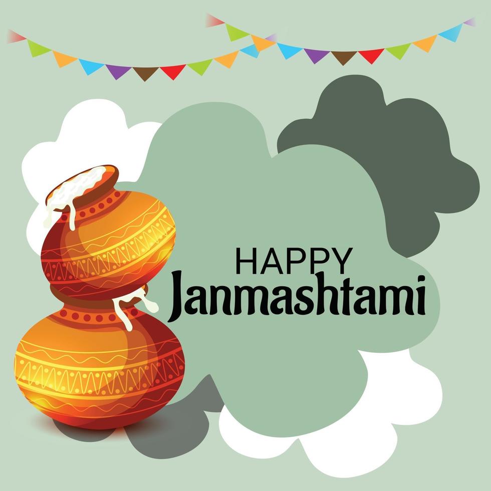 ilustración vectorial de un fondo para el festival indio de janmashtami feliz vector