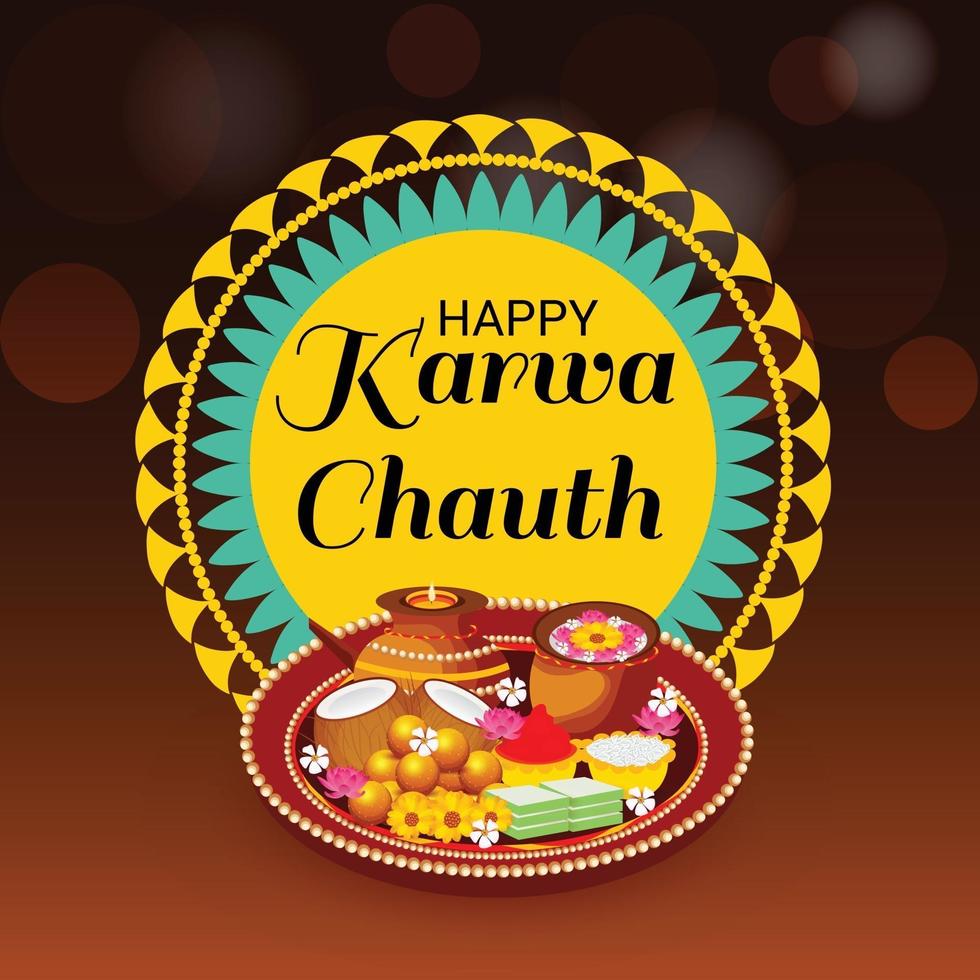 Vector illustration of a Background for indian festival of karwa chauth celebration