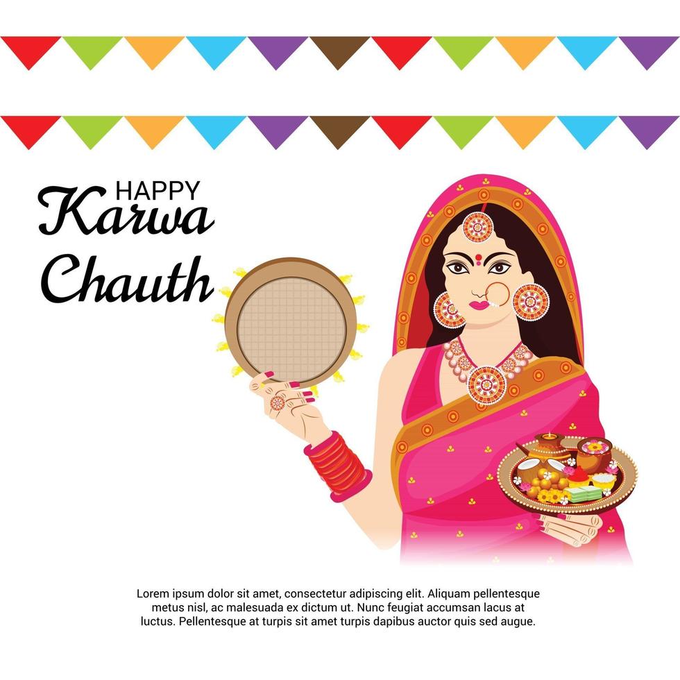 Ilustración vectorial de un fondo para el festival indio de karwa chauth celebración vector