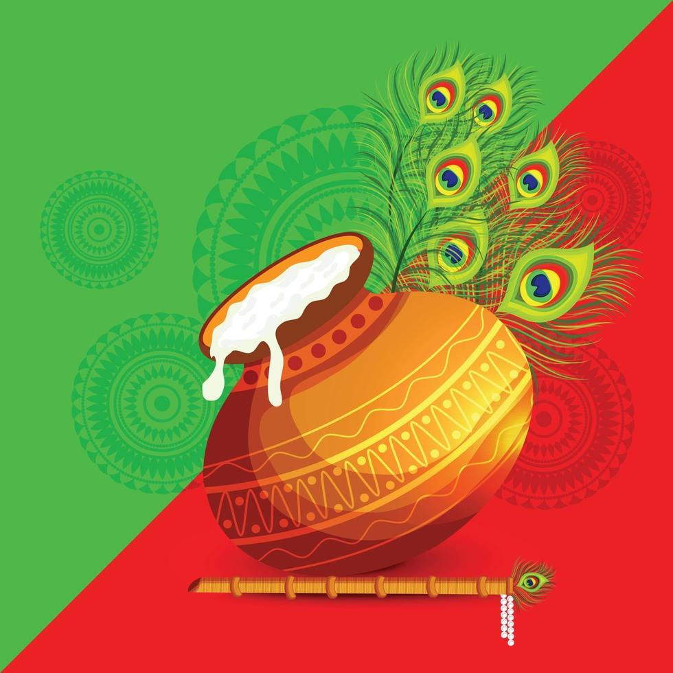 Vector illustration of a Background for indian festival of Happy Janmashtami