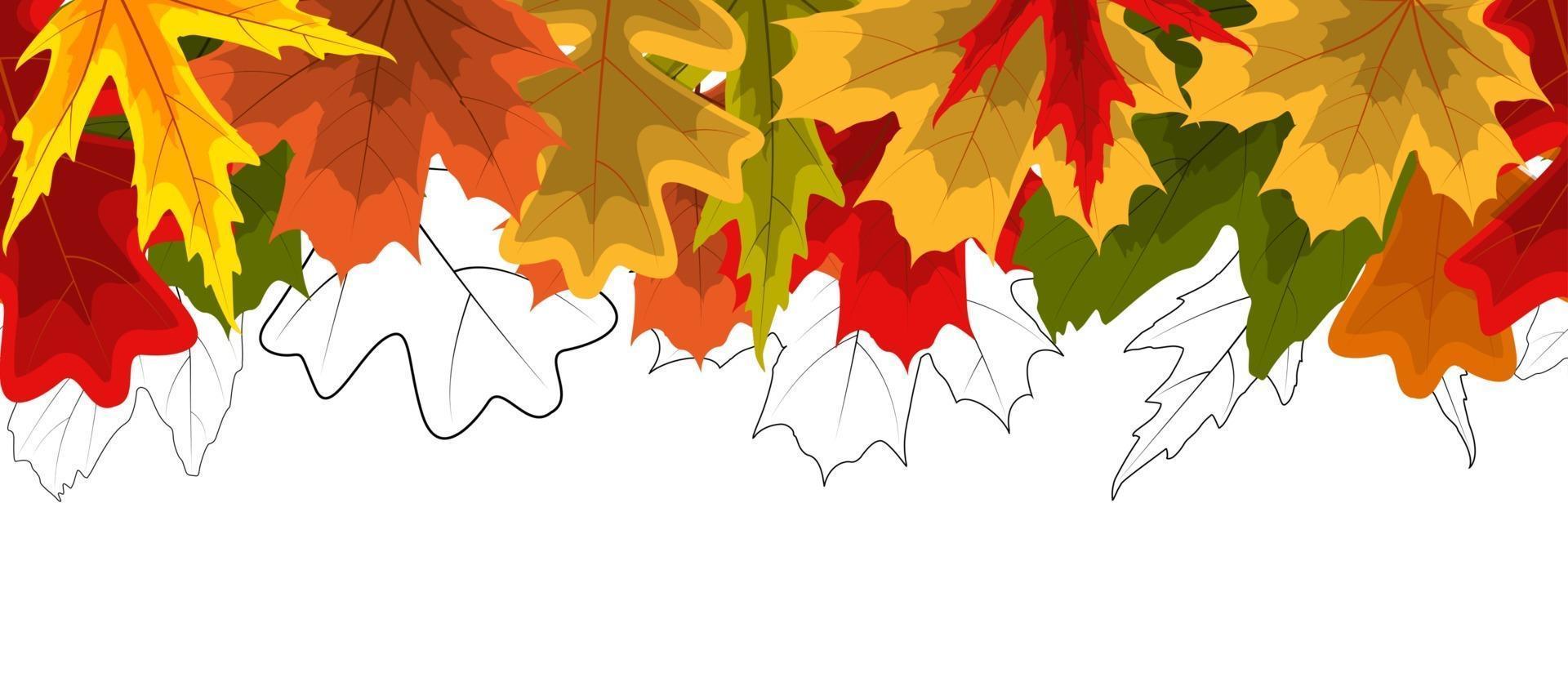 Shiny Autumn Leaves Seamless Border Background vector