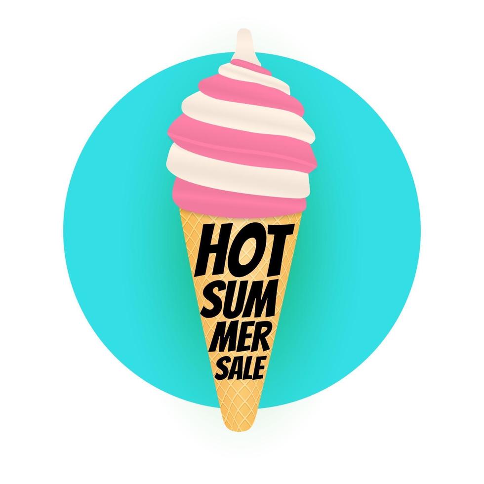 fondo de cartel de venta de verano caliente con helado vector