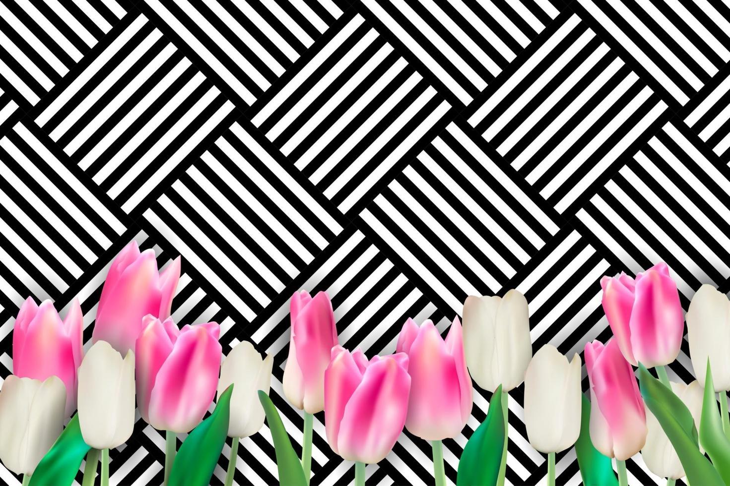 Realistic Colorful Tulips Background vector