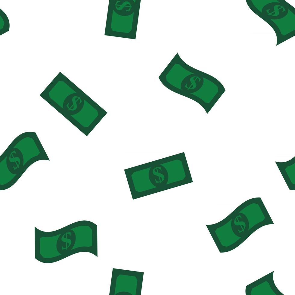 Money seamless pattern Green dollar bills vector