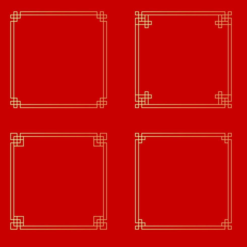 Abstract Chinese style golden frame collection set vector