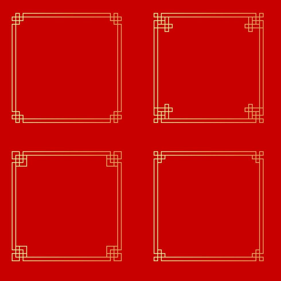 Abstract Chinese style golden frame collection set vector